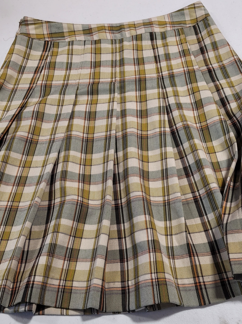 Merona Olive, Cream & Light Blue Plaid Pleated Mini Skirt - Picture 3 of 3